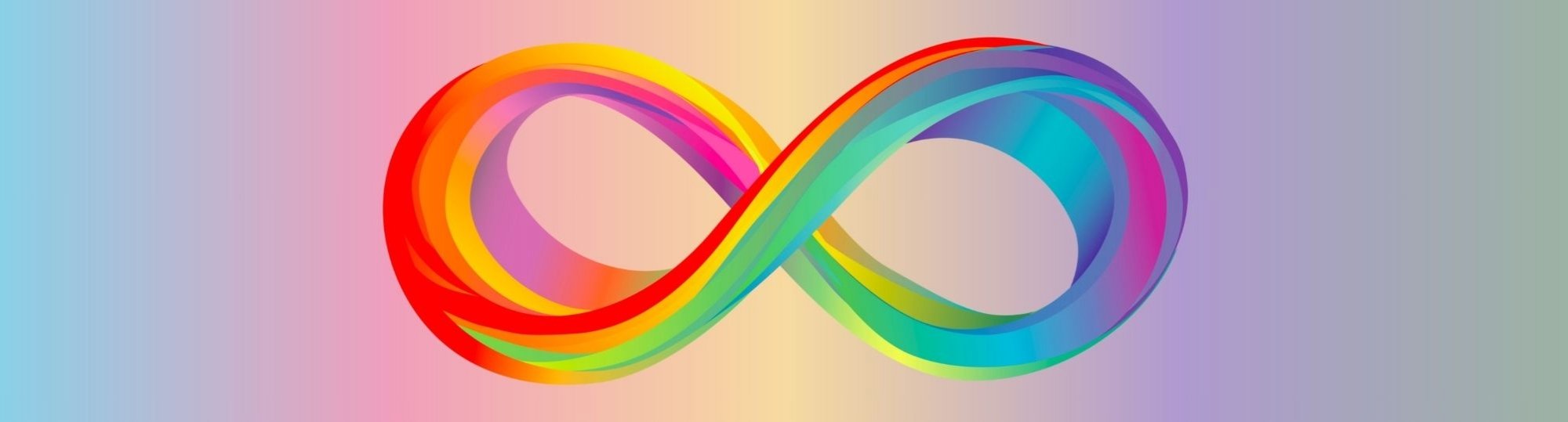 A colourful background with a multicoloured infinity symbol