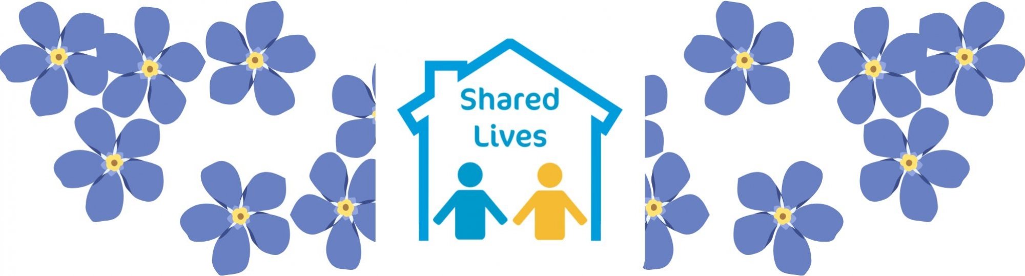 Banner: forget me not images behind the Bury Shared Lives logo.