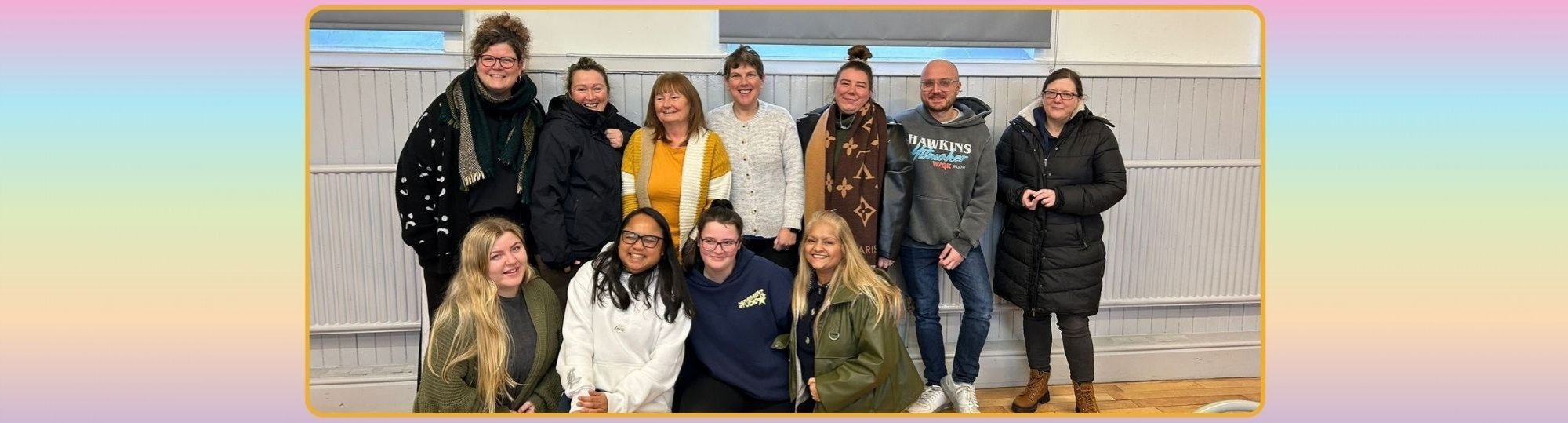 A group of people smiling